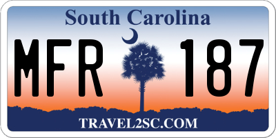 SC license plate MFR187