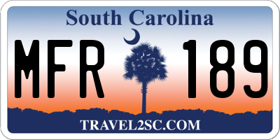 SC license plate MFR189