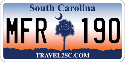 SC license plate MFR190