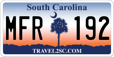 SC license plate MFR192
