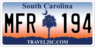 SC license plate MFR194