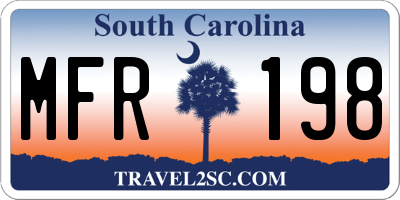 SC license plate MFR198