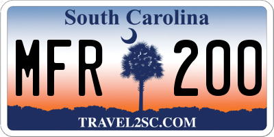 SC license plate MFR200