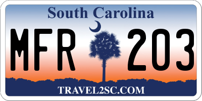 SC license plate MFR203