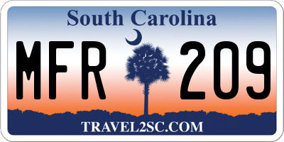 SC license plate MFR209