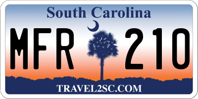 SC license plate MFR210