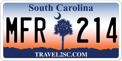 SC license plate MFR214