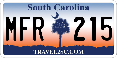 SC license plate MFR215