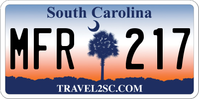 SC license plate MFR217