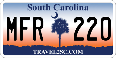 SC license plate MFR220