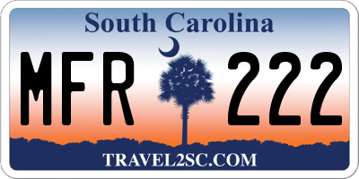 SC license plate MFR222