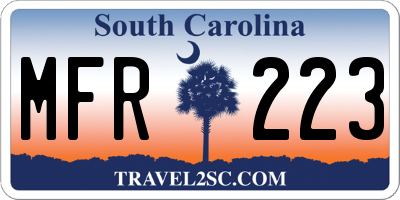 SC license plate MFR223