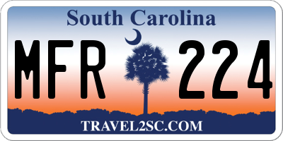 SC license plate MFR224