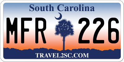 SC license plate MFR226