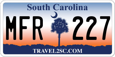 SC license plate MFR227