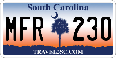 SC license plate MFR230
