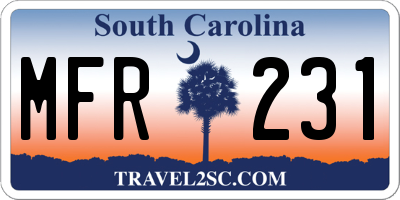 SC license plate MFR231