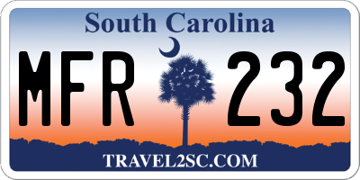 SC license plate MFR232