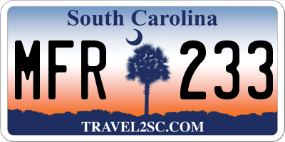 SC license plate MFR233