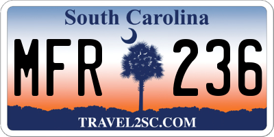 SC license plate MFR236