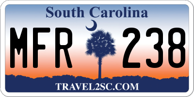 SC license plate MFR238