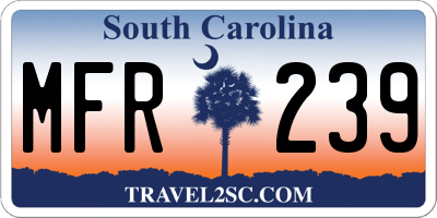 SC license plate MFR239