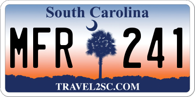 SC license plate MFR241