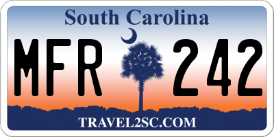 SC license plate MFR242