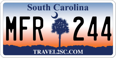 SC license plate MFR244