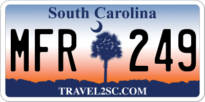 SC license plate MFR249