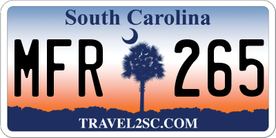 SC license plate MFR265
