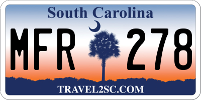 SC license plate MFR278