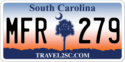 SC license plate MFR279