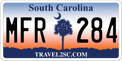 SC license plate MFR284
