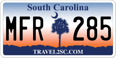 SC license plate MFR285