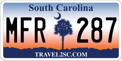 SC license plate MFR287