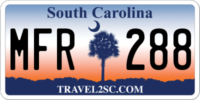 SC license plate MFR288