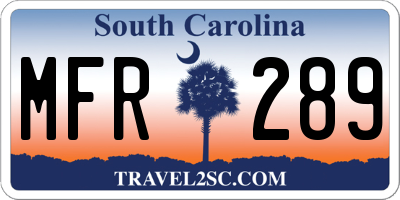 SC license plate MFR289
