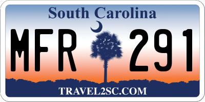 SC license plate MFR291