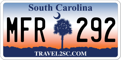 SC license plate MFR292