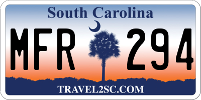 SC license plate MFR294