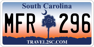 SC license plate MFR296