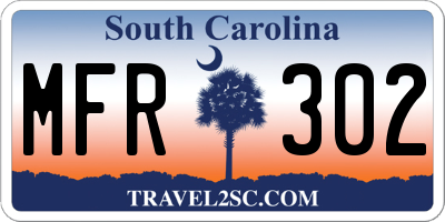 SC license plate MFR302