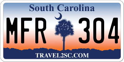 SC license plate MFR304