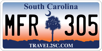 SC license plate MFR305