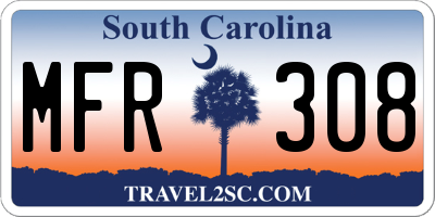 SC license plate MFR308