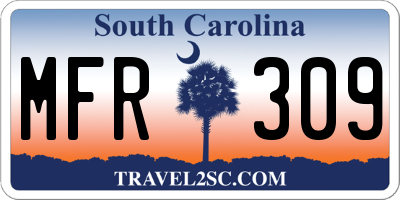 SC license plate MFR309
