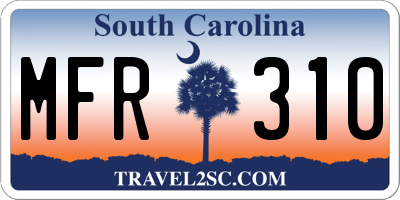 SC license plate MFR310