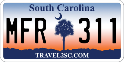 SC license plate MFR311