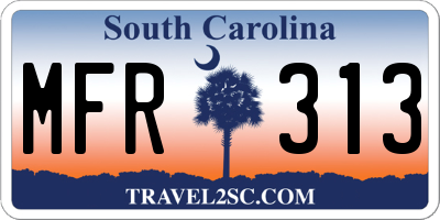 SC license plate MFR313